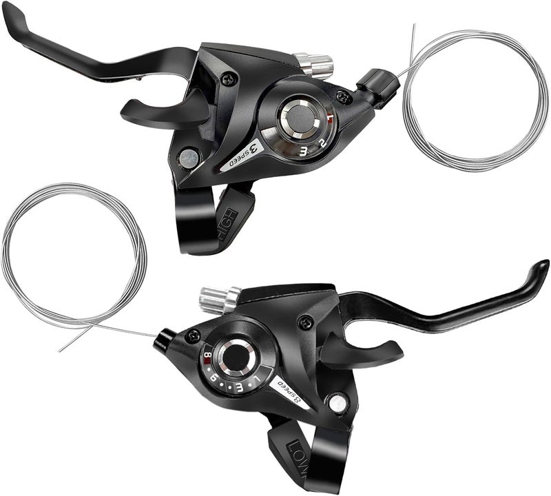 PATHGNAR Bike Shifter 24 Speed Brake and Shift Lever with Gear Indicator and V Brake Cable for Mountain Road Bicycle - Image 1